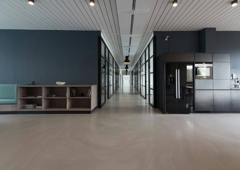 Office corridor with meeting rooms
